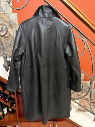 Giacca trench lunga da donna vera pelle vintage