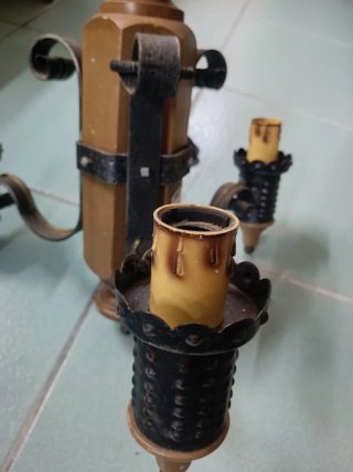 Candelabro ferro battuto marrone e oro