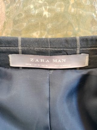 Chaqueta juvenil cuadros azul Talla EUR 46 Zara