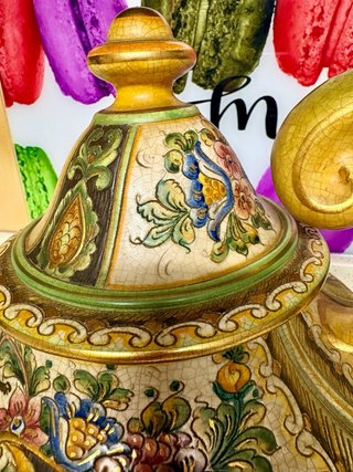 Lampada Olio Ceramica Deruta Decorata