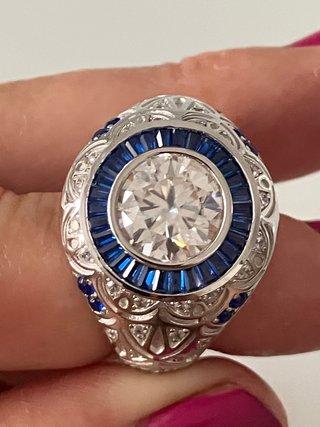 Anillo Caballero  Plata 925 Baño Oro 18k Diamante
