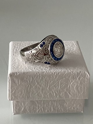 Anillo Caballero  Plata 925 Baño Oro 18k Diamante