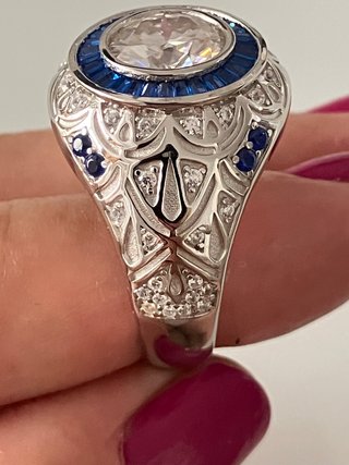 Anillo Caballero  Plata 925 Baño Oro 18k Diamante