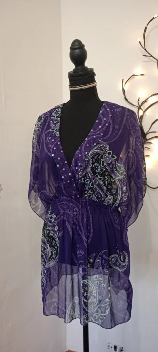 Copricostume Paisley Trasparente Paillettes