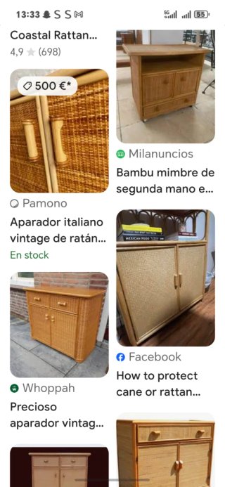 Aparador auxiliar Ratan y Madera