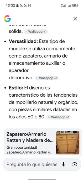 Aparador auxiliar Ratan y Madera