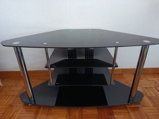 Mesa TV cristal negro 3 baldas