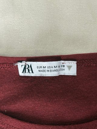Zara Top Corto Manga Corta Rojo