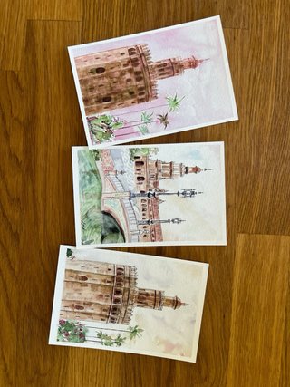 3 Cartoline di Siviglia Torre dell'Oro