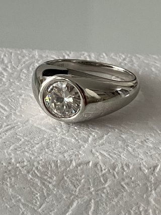 Anillo  Hombre Plata 925 Baño Diamante 3ct