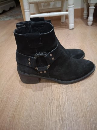 Botines Alpe Piel Ante Mujer Negros