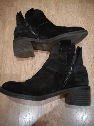 Botines Alpe Piel Ante Mujer Negros