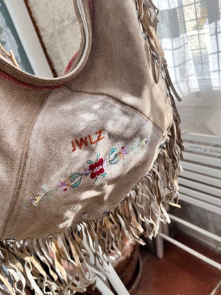 Bolso piel auténtica mujer flecos JWLZ