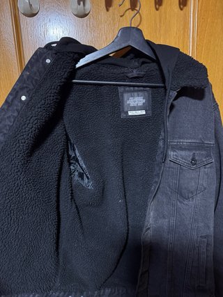 Chaqueta Vaquera Negra con Borreguito