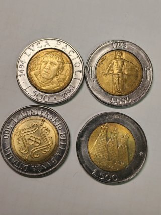 Lotto 10 Monete 500 Lire Italiane Varie Anni