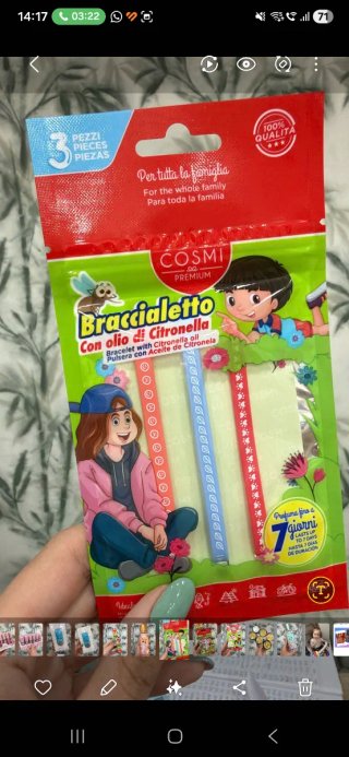 3 Braccialetti Antizanzare Citronella Cosmi