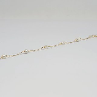 Pulsera Fina Oro 18k Eslabón con 8 Perlas