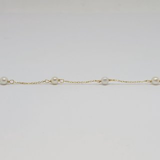 Pulsera Fina Oro 18k Eslabón con 8 Perlas