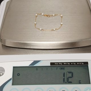 Pulsera Fina Oro 18k Eslabón con 8 Perlas