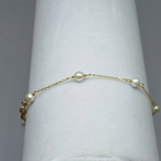 Pulsera Fina Oro 18k Eslabón con 8 Perlas