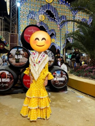 Vestido Flamenca Lunares Amarillo