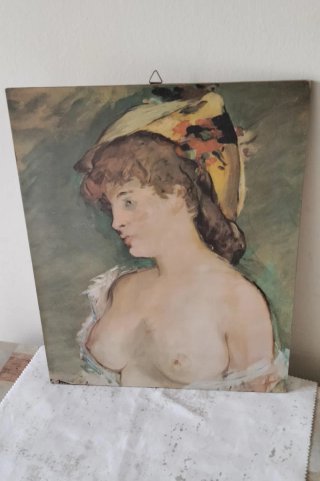 Vintage La bionda con i seni nudi di Edouard