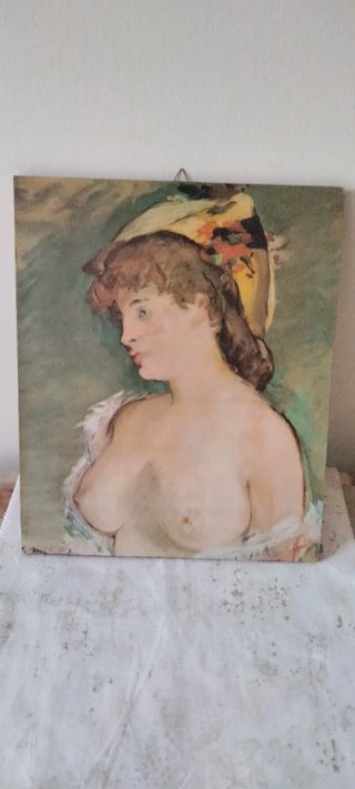 Vintage La bionda con i seni nudi di Edouard