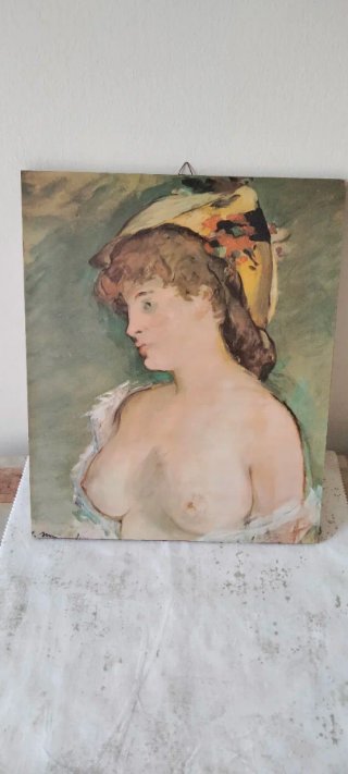 Vintage La bionda con i seni nudi di Edouard