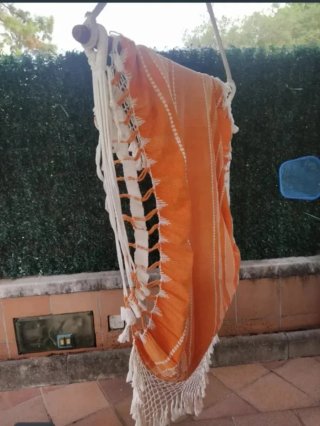 Hamaca silla Brasil Naranja y Blanca