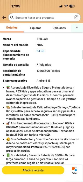 Tablet Infantil 7 pulgadas Rosa