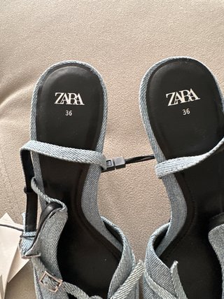 Zapatos Zara Tacon Azul Talla 36 Nuevos