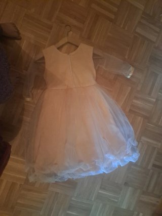 Vestido dorado y rosa