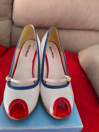 Zapatos de tacón multicolor peep toe