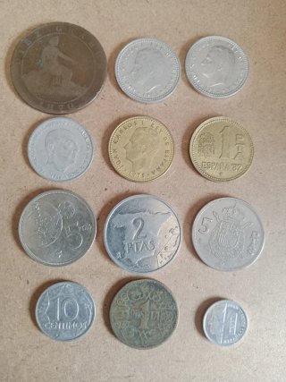 Lote de 12 Monedas Pesetas Varias Épocas