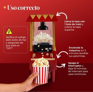 Máquina de Palomitas Retro Roja y Dorada