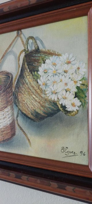 2 Quadri a Olio Fiori Cestini