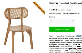 SILLA COMEDOR (MADERA TECA). Modelo: PEANUT.