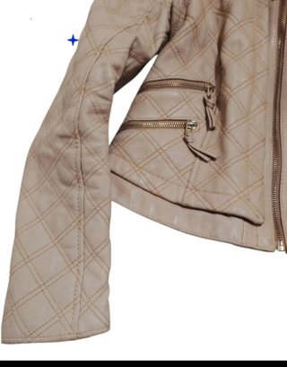 Chaqueta Biker Y2K Piel Cordero Beige M