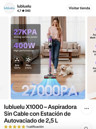 Aspiradora mano sin cable lubluelu X1000