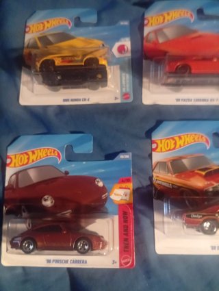 Lote 4 coches Hot Wheels: Honda, Mazda, Porsche, D