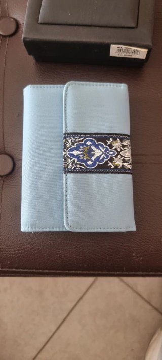 Portafoglio donna celestino con decorazione
