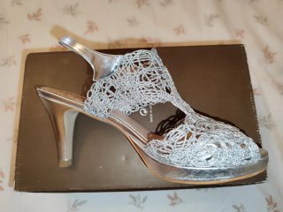 Sandalias Angel Alarcon encaje plateadas
