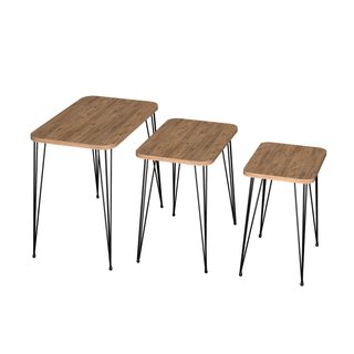 Set di 3 Tavoli Nido in Legno e Metallo