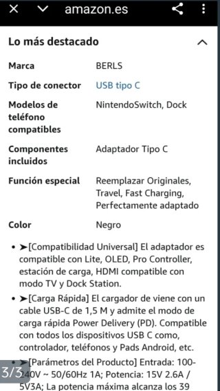 Cargador Nintendo Switch AC Adapter
