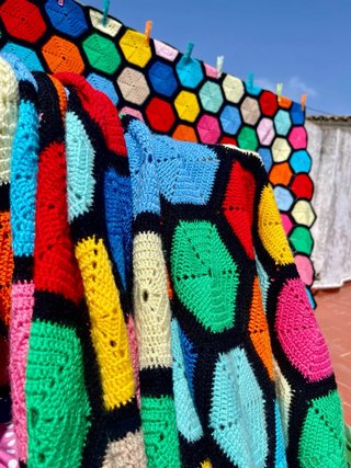 Colcha ganchillo patchwork grande muy alegre