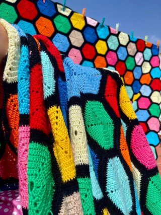 Colcha ganchillo patchwork grande muy alegre