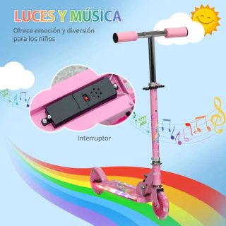 Patinete infantil rosa con luces