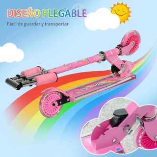 Patinete infantil rosa con luces