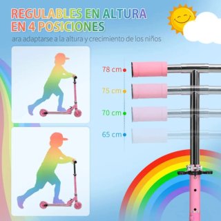 Patinete infantil rosa con luces