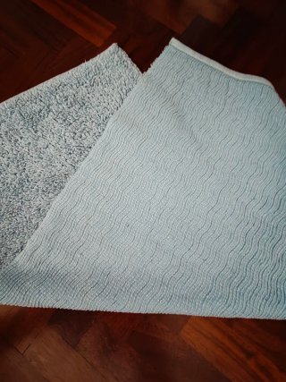 Tappeto bagno azzurro cotone 105x52 cm